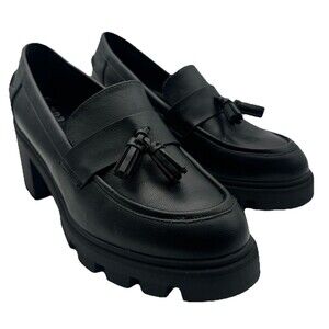 Platform Lug Sole Tassel Loafers Black Chunky Goth Academia Street Size 10 Trend